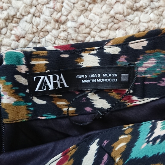 Zara multicolor printed ruffled gathered detail mini skirt size S - Picture 10 of 10